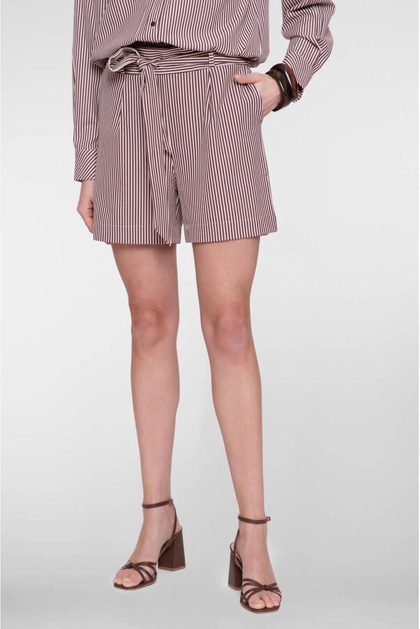 Geisha straight high waist gestreepte casual short donkerrood