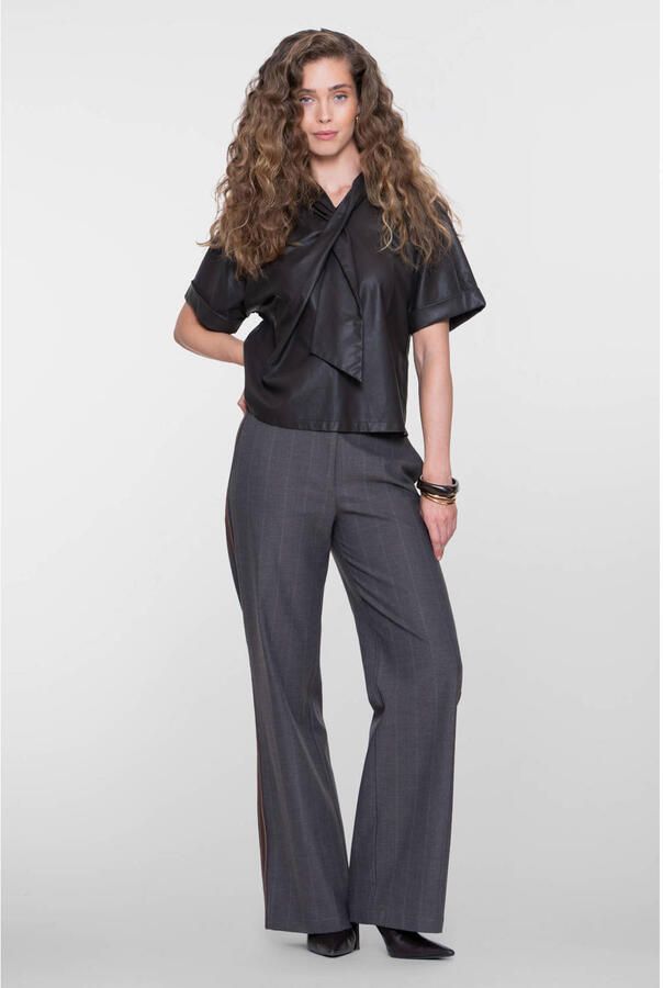 Geisha straight leg geruite pantalon bruin