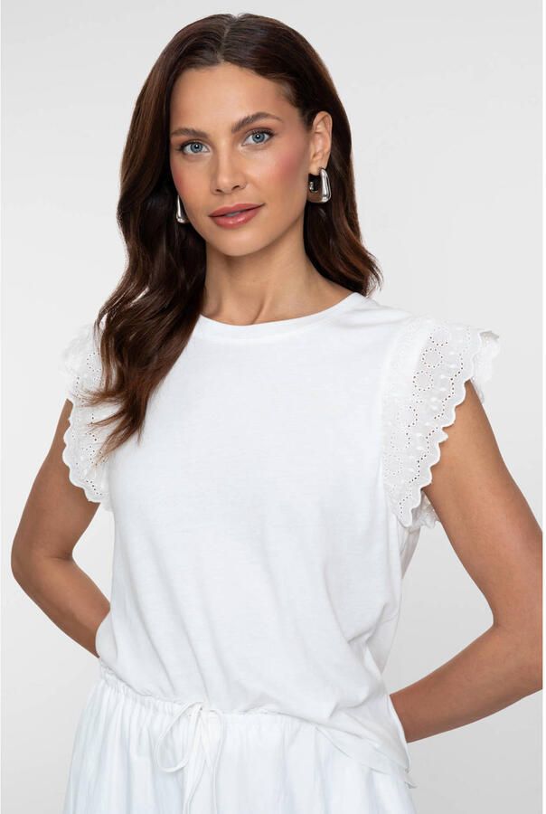 Geisha T-shirt broderie wit