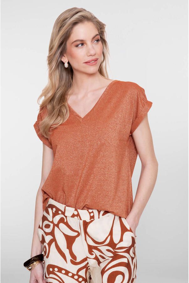 Geisha T-shirt met glitter oranje