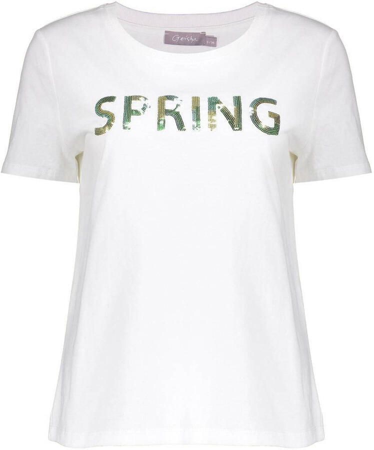 Geisha T-shirt met pailletten wit - Foto 2