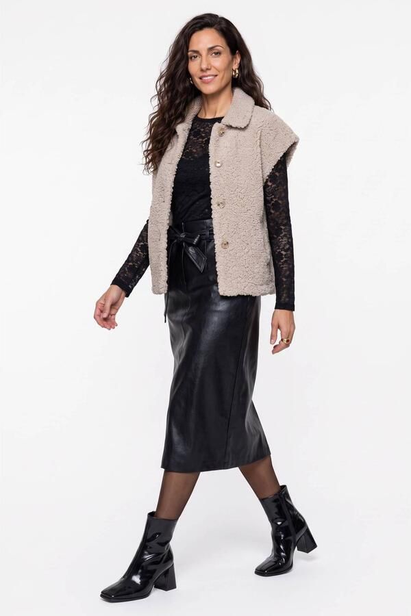 Geisha teddy gilet lichtgrijs - Foto 3