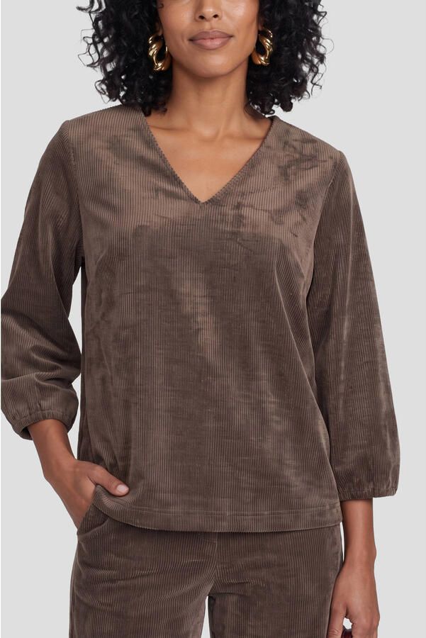 Geisha velours top donkerbruin