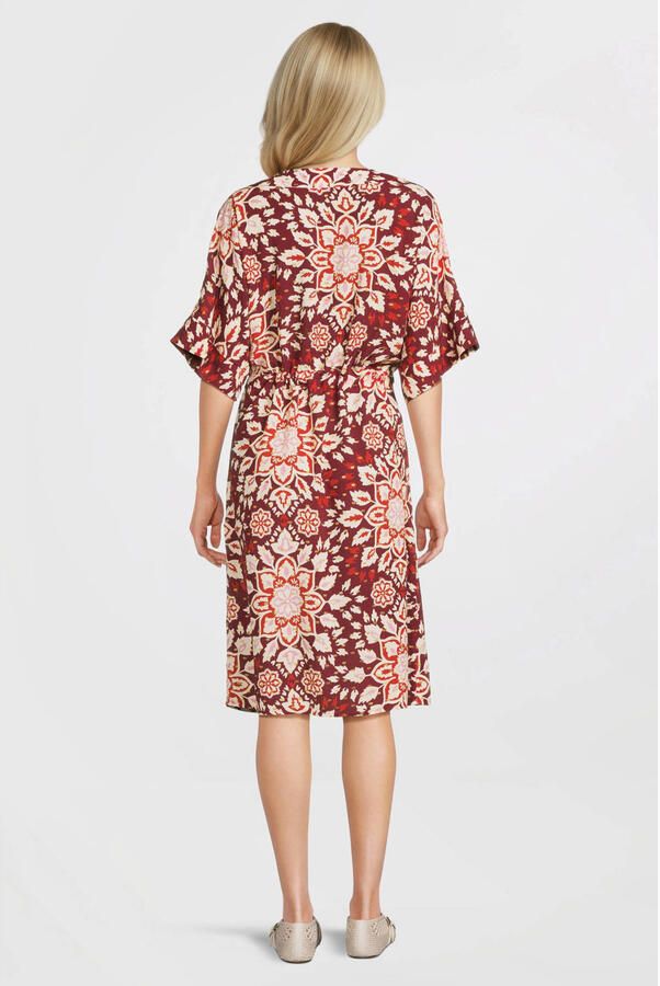 Geisha viscose gebloemde midi zomerjurk donkerrood - Foto 2
