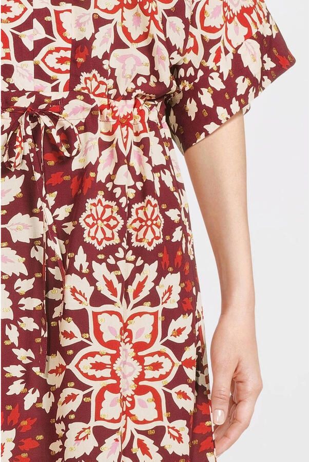Geisha viscose gebloemde midi zomerjurk donkerrood - Foto 3