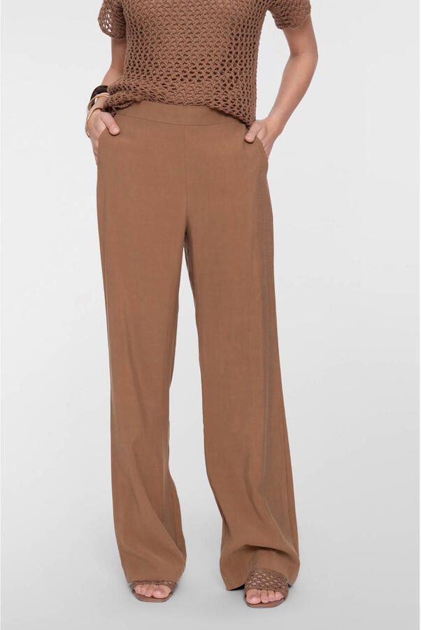 Geisha wide leg high waist broek bruin