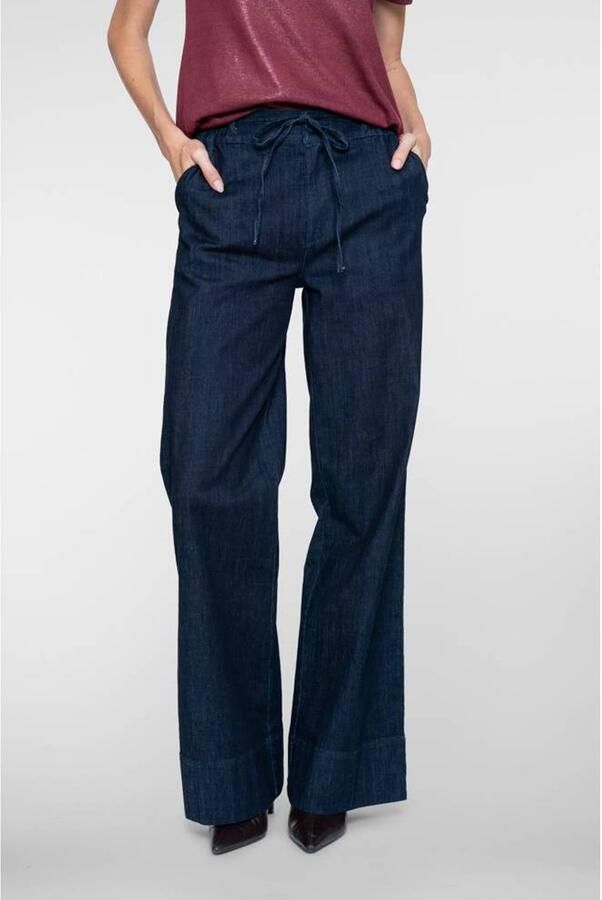 Geisha wide leg jeans met ceintuur dark blue denim
