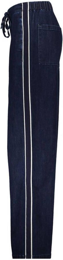 Geisha wide leg regular waist gestreepte casual broek donkerblauw - Foto 3
