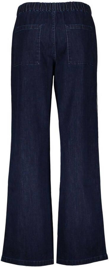 Geisha wide leg regular waist gestreepte casual broek donkerblauw - Foto 2
