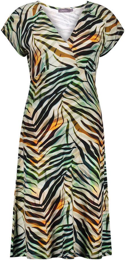 Geisha zomerjurk met overslag detail groen