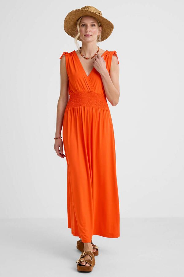 Geisha zomerjurk met rijgdetail oranje