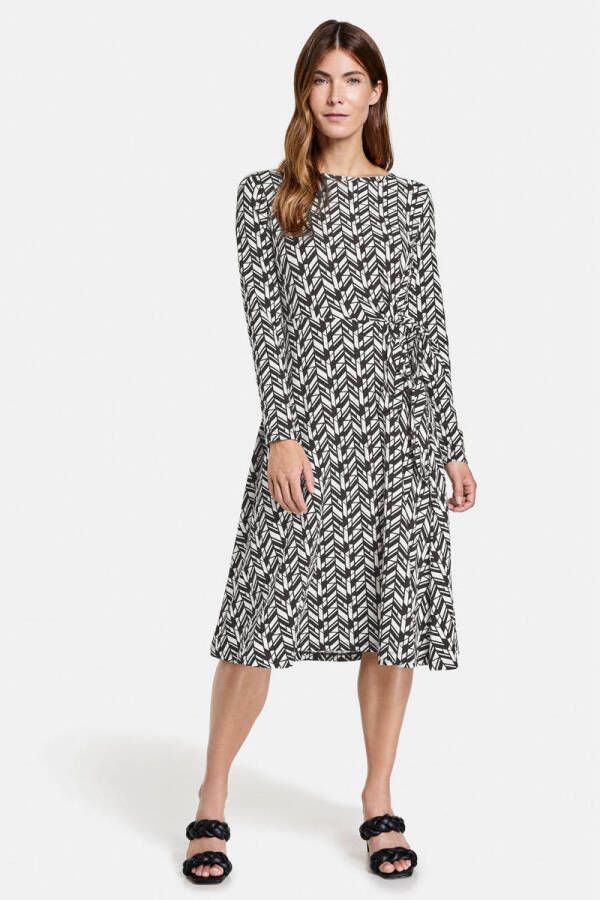 Gerry Weber jurk met all over print en plooien zwart ecru