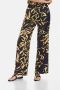Gerry Weber wide leg palazzo broek met bladprint zwart geel donkerbruin - Thumbnail 1
