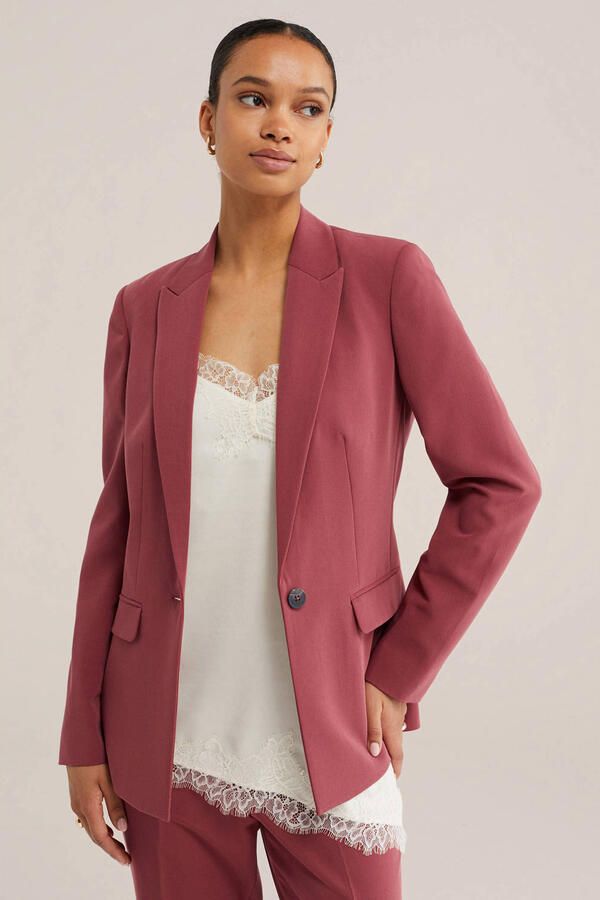 WE Fashion getailleerde blazer met split oudroze