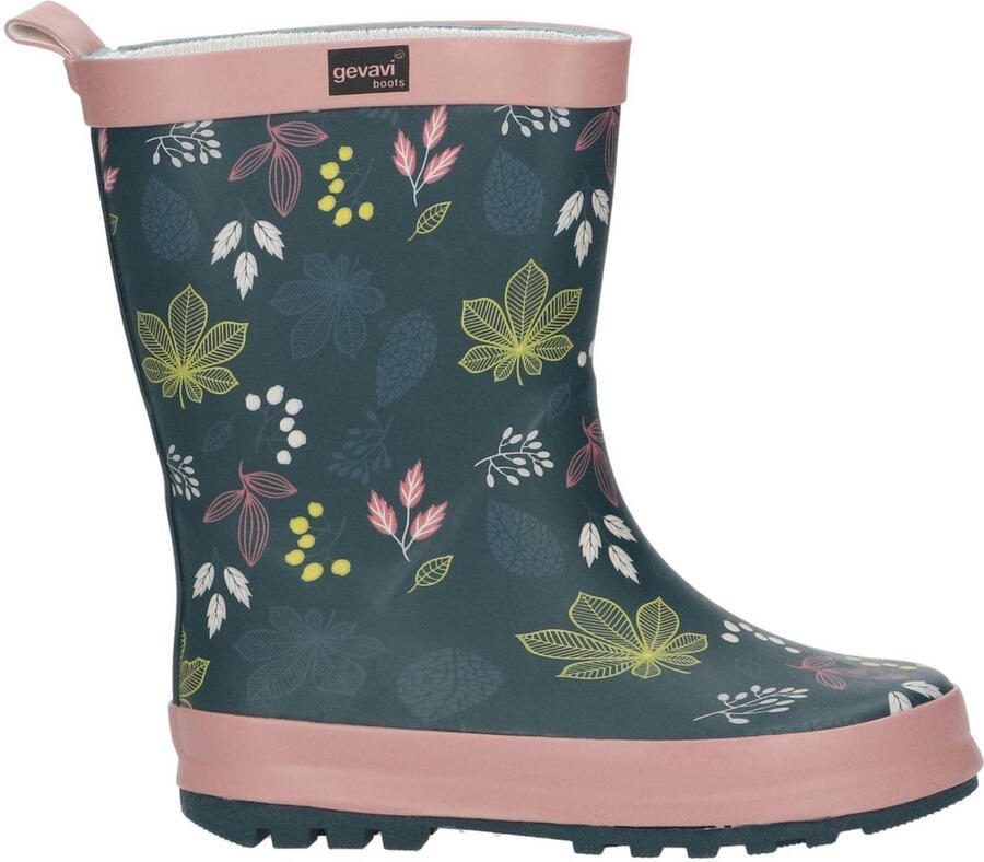 Gevavi Fleur regenlaarzen donkerblauw roze