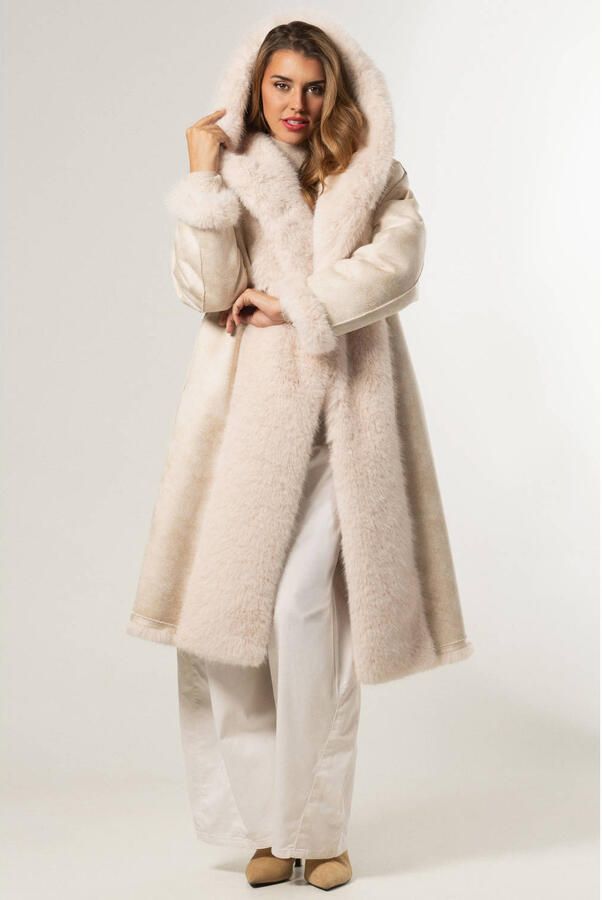 Giacomo faux fur jas beige