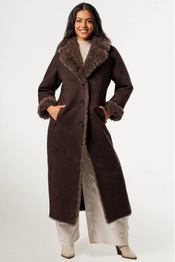 Giacomo faux fur jas donkerbruin - Foto 2