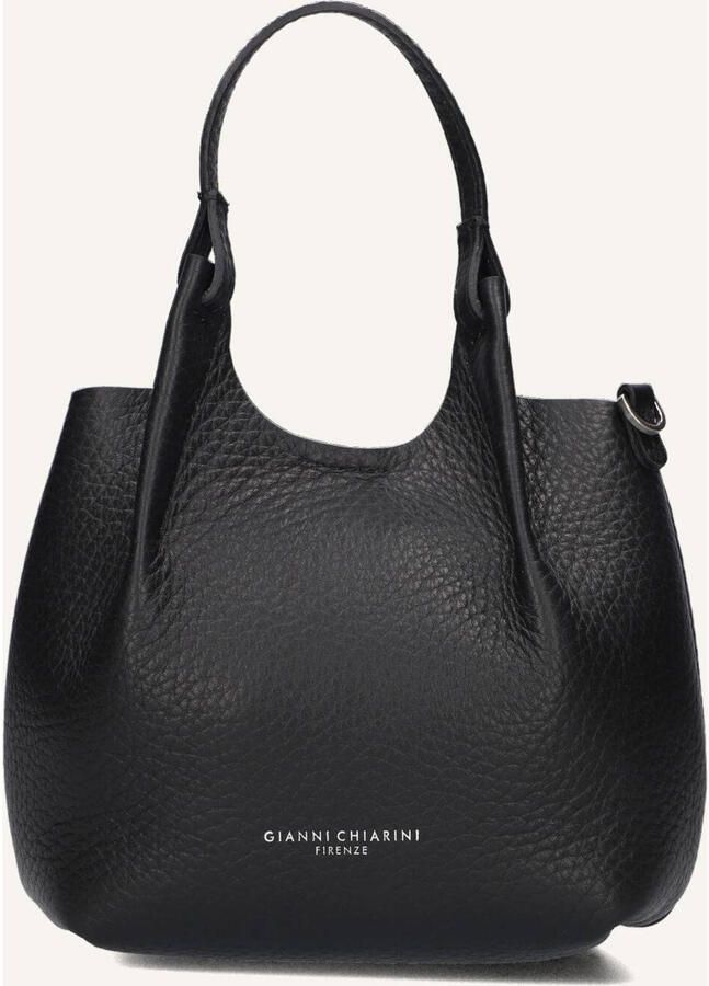 Gianni Chiarini Gestructureerde Leren Zwarte Schoudertas Black Dames
