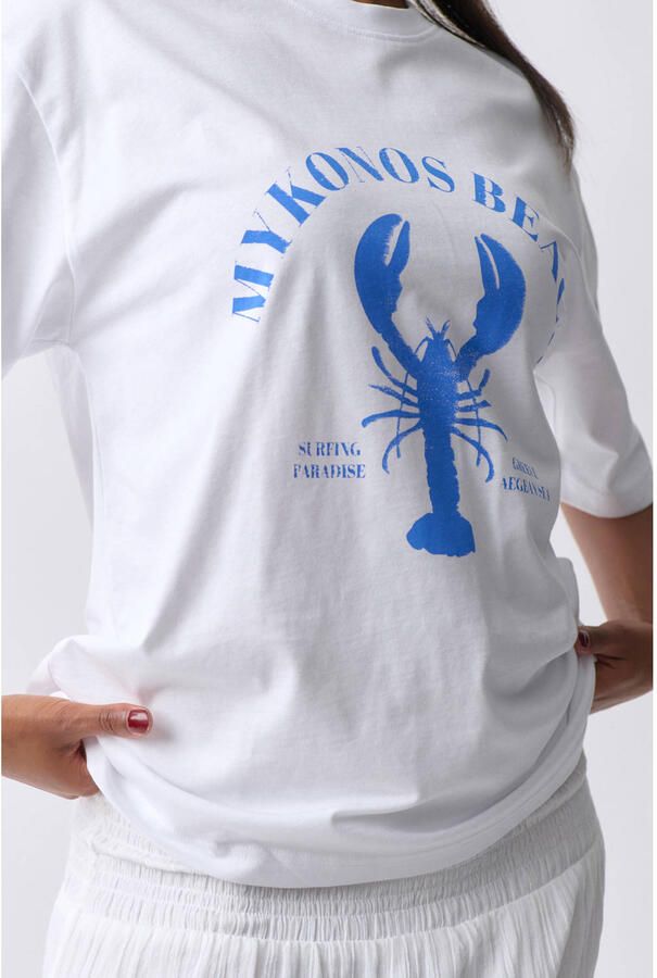 Gina Tricot Oversized T-shirt met motiefprint en ronde hals