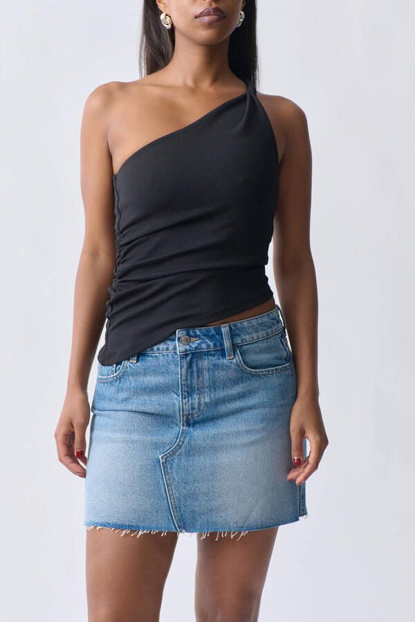 Gina Tricot One shoulder-top met plooien