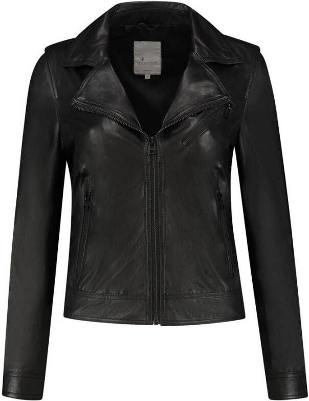 Goosecraft Megan Biker Leren Jas Zwart Black Dames