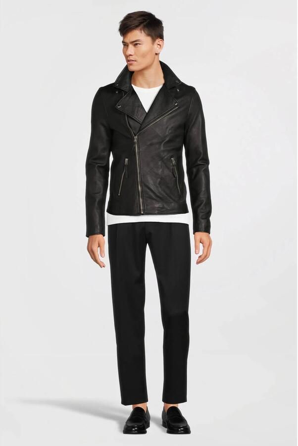Goosecraft Stijlvolle Zwarte Leren Bikerjas Black Heren - Foto 2