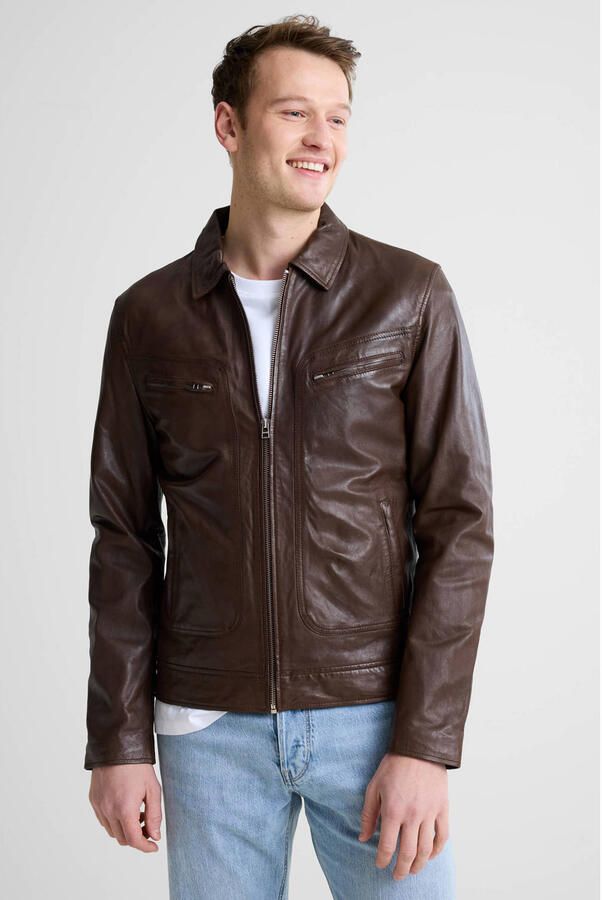 Goosecraft leren jas donkerbruin