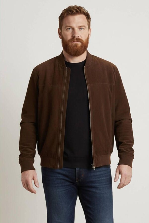 Goosecraft suede bomberjack donkerbruin
