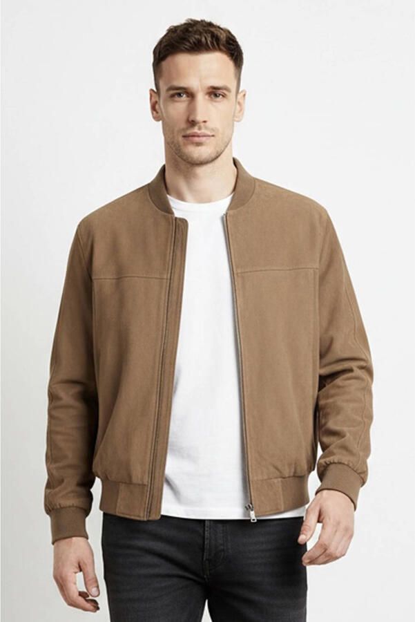 Goosecraft suede bomberjack lichtbruin