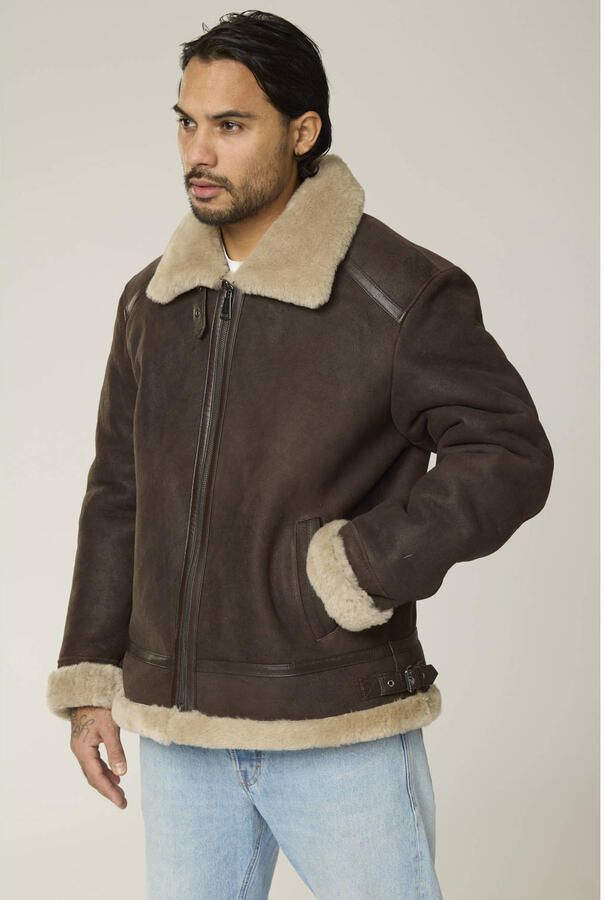 Goosecraft suede teddy jas bruin