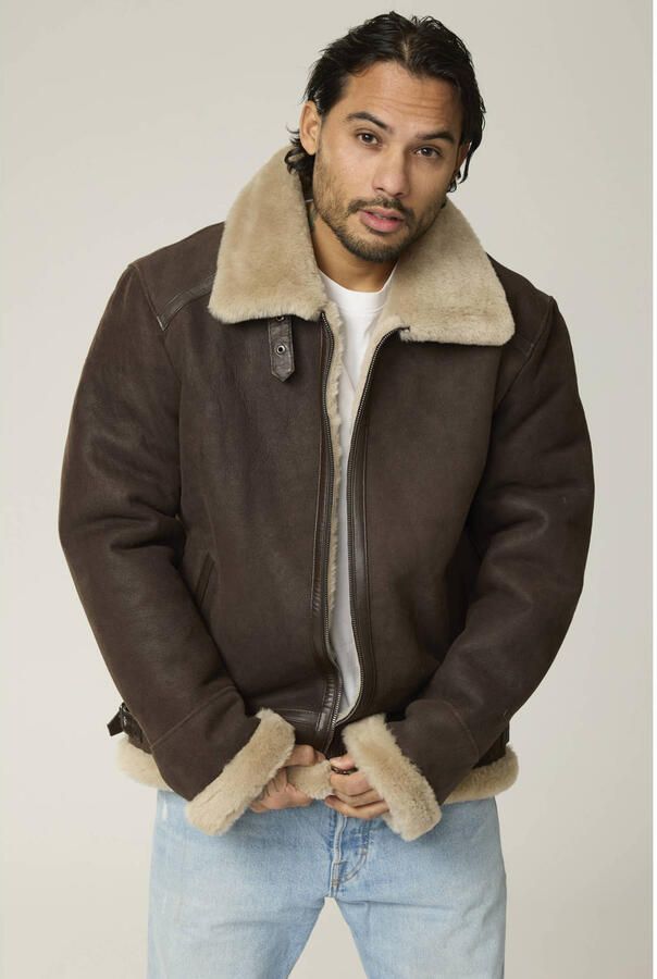 Goosecraft suede teddy jas bruin - Foto 3