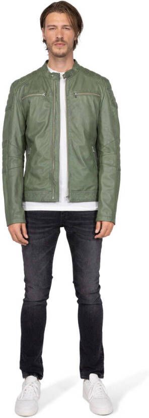 Goosecraft Heren Leren Jas Groen Green Heren