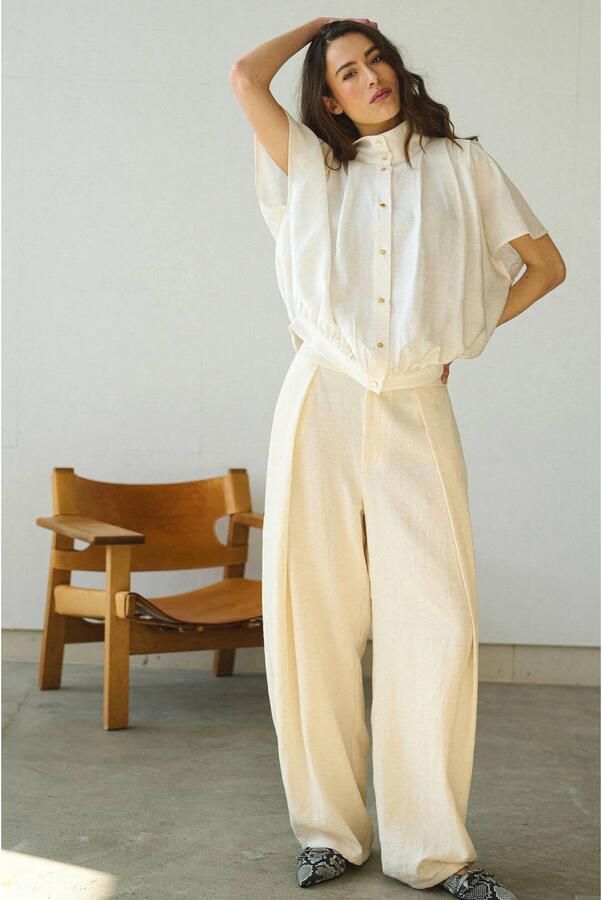 Gossia barrel broek met linnen ecru