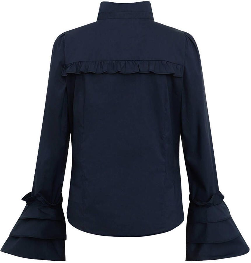 Gossia blouse met ruches donkerblauw