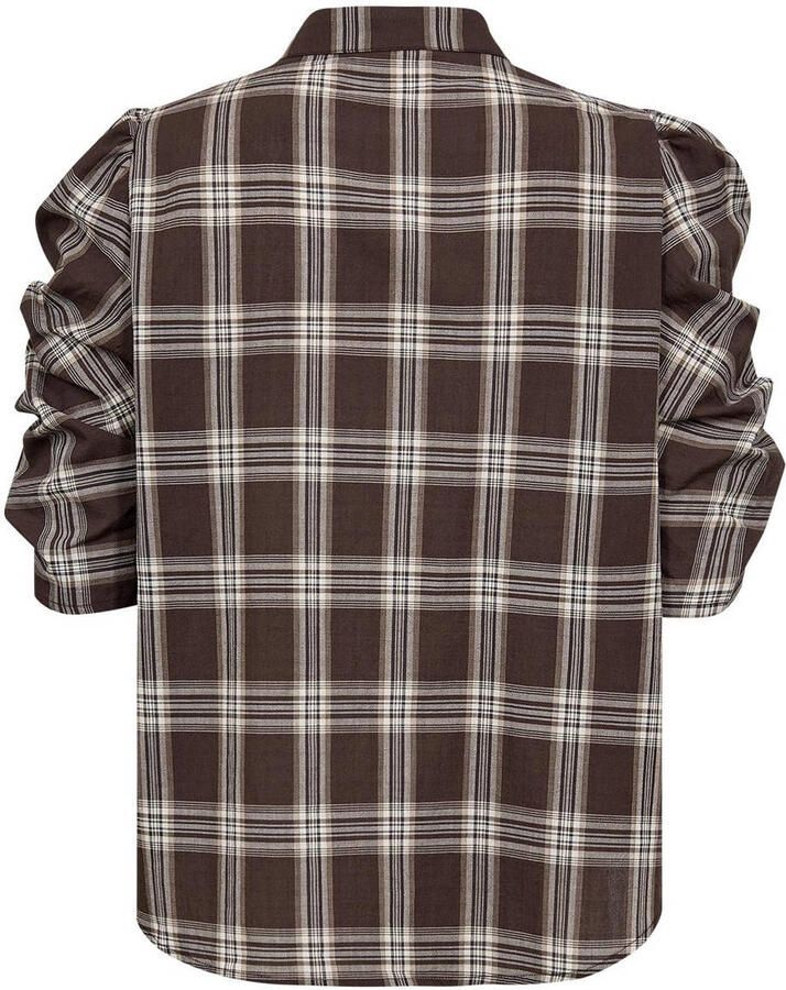 Gossia geruite blouse met ruches bruin - Foto 2