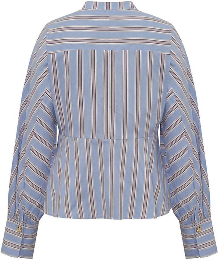 Gossia getailleerde gestreepte blouse blauw