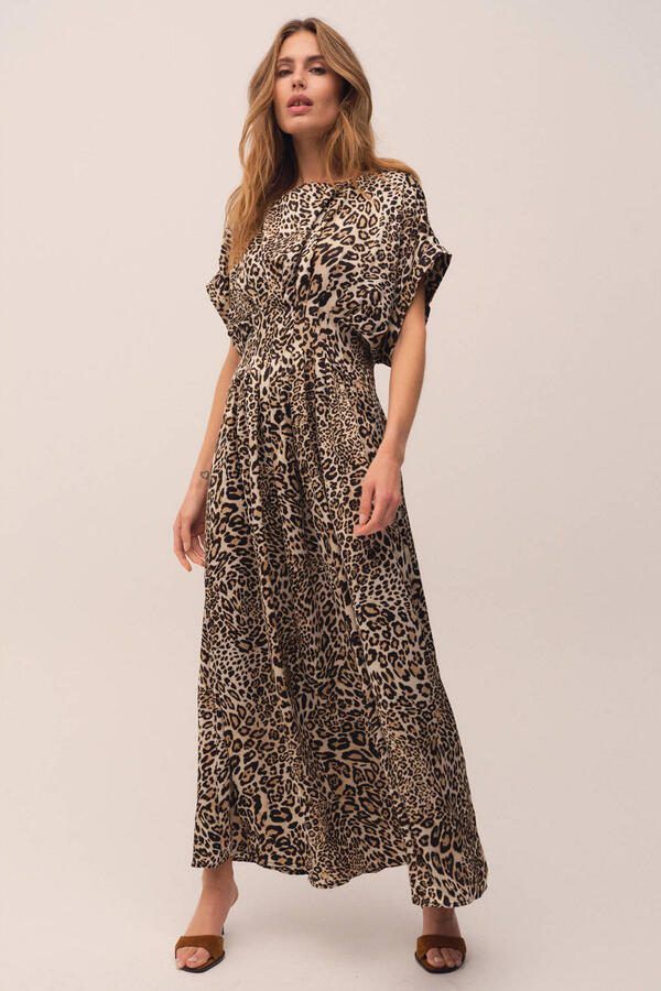 Gossia maxi jurk met panterprint bruin - Foto 2