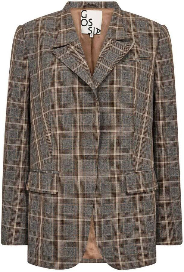 Gossia regular fit geruite blazer bruin