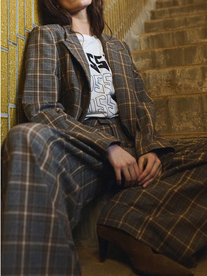 Gossia regular fit geruite blazer bruin - Foto 2