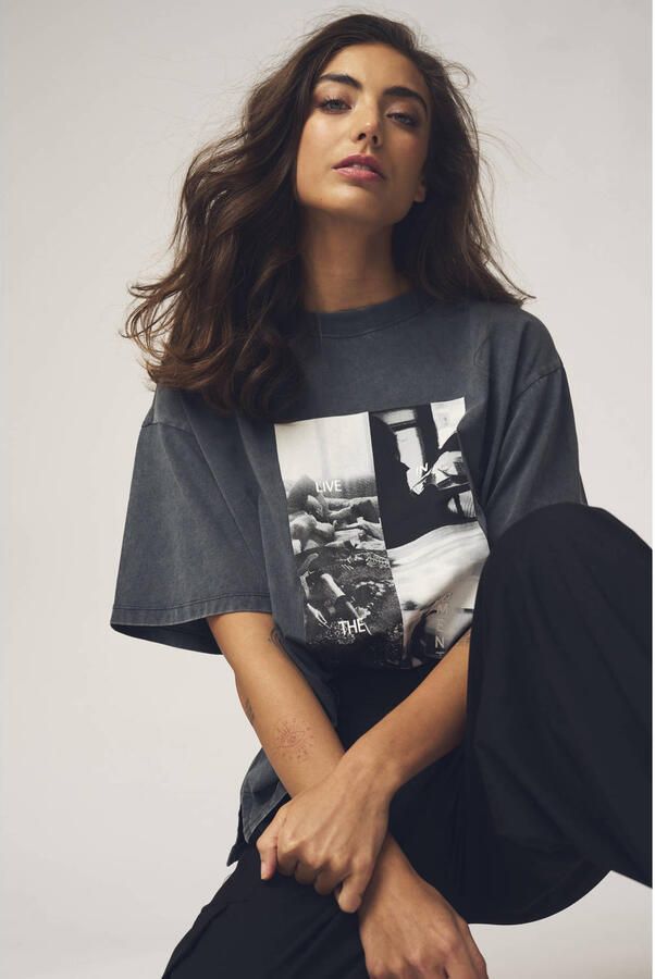 Gossia T-shirt met print grijs