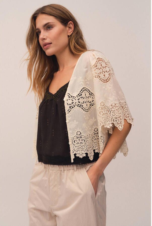 Gossia top broderie crème