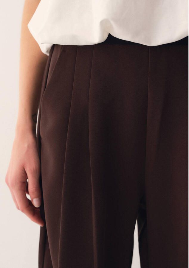 Gossia wide leg broek donkerbruin - Foto 3