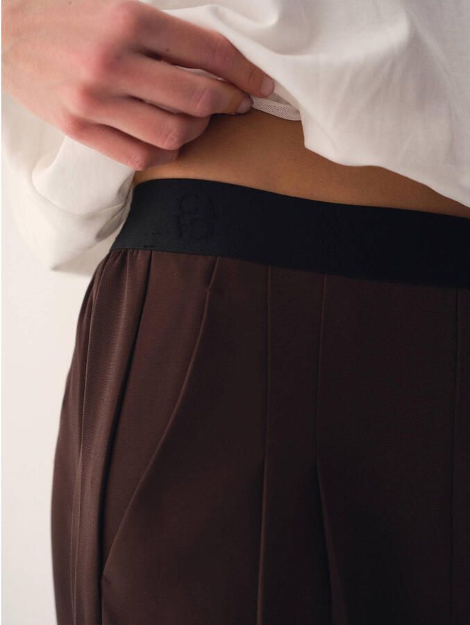 Gossia wide leg broek donkerbruin - Foto 2