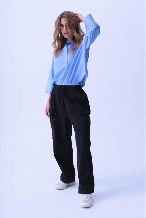 Gossia wide leg regular waist broek zwart