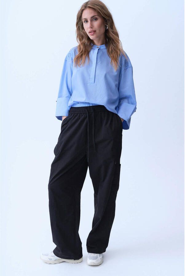 Gossia wide leg regular waist broek zwart - Foto 2