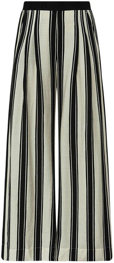Gossia wide leg regular waist gestreepte broek ecru
