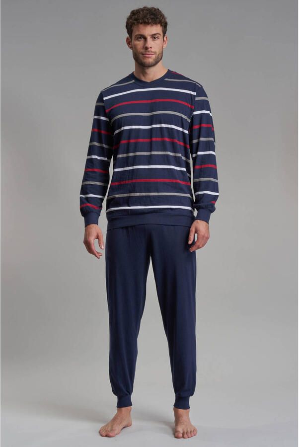 Götzburg pyjama donkerblauw wit rood - Foto 3