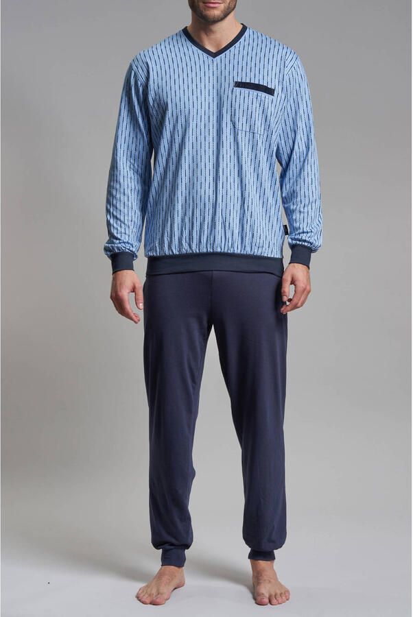 Götzburg pyjama lichtblauw donkerblauw