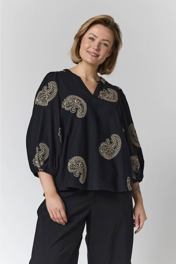 Gozzip blouse met paisley zwart