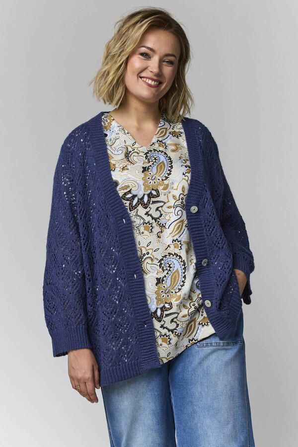 Gozzip gebreid vest met wol donkerblauw